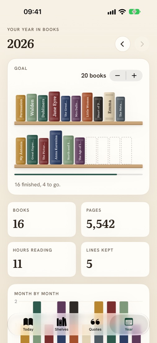 The year in books: the shelf, books, pages, hours and lines kept